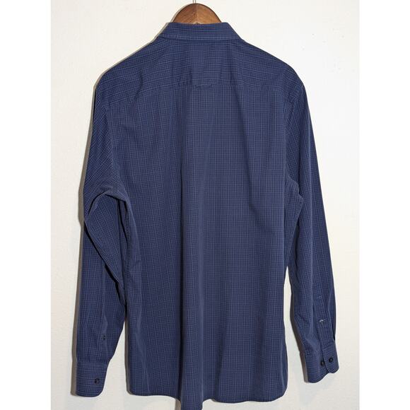 Nordstrom Men's Shirt XL Dark Blue Trim Fit Non-Iron Long Sleeve Button Down - Picture 5 of 6